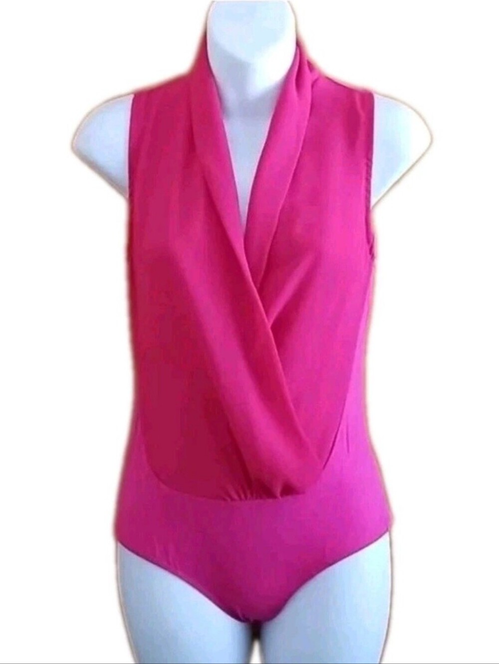 NWT Body Central 1pc Hot Pink Sleeveless Wrap Front Bodysuit Womens Size Small